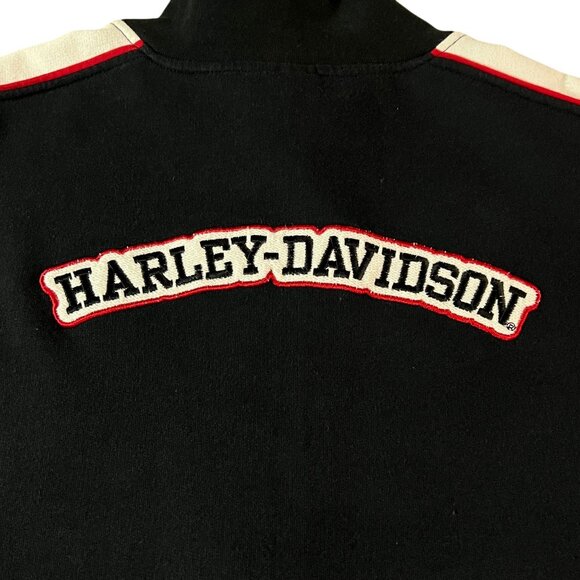 Harley-Davidson VF Imagewear Womens 1X Black Red Flame Sleeve Zip Moto Jacket - Picture 2 of 13